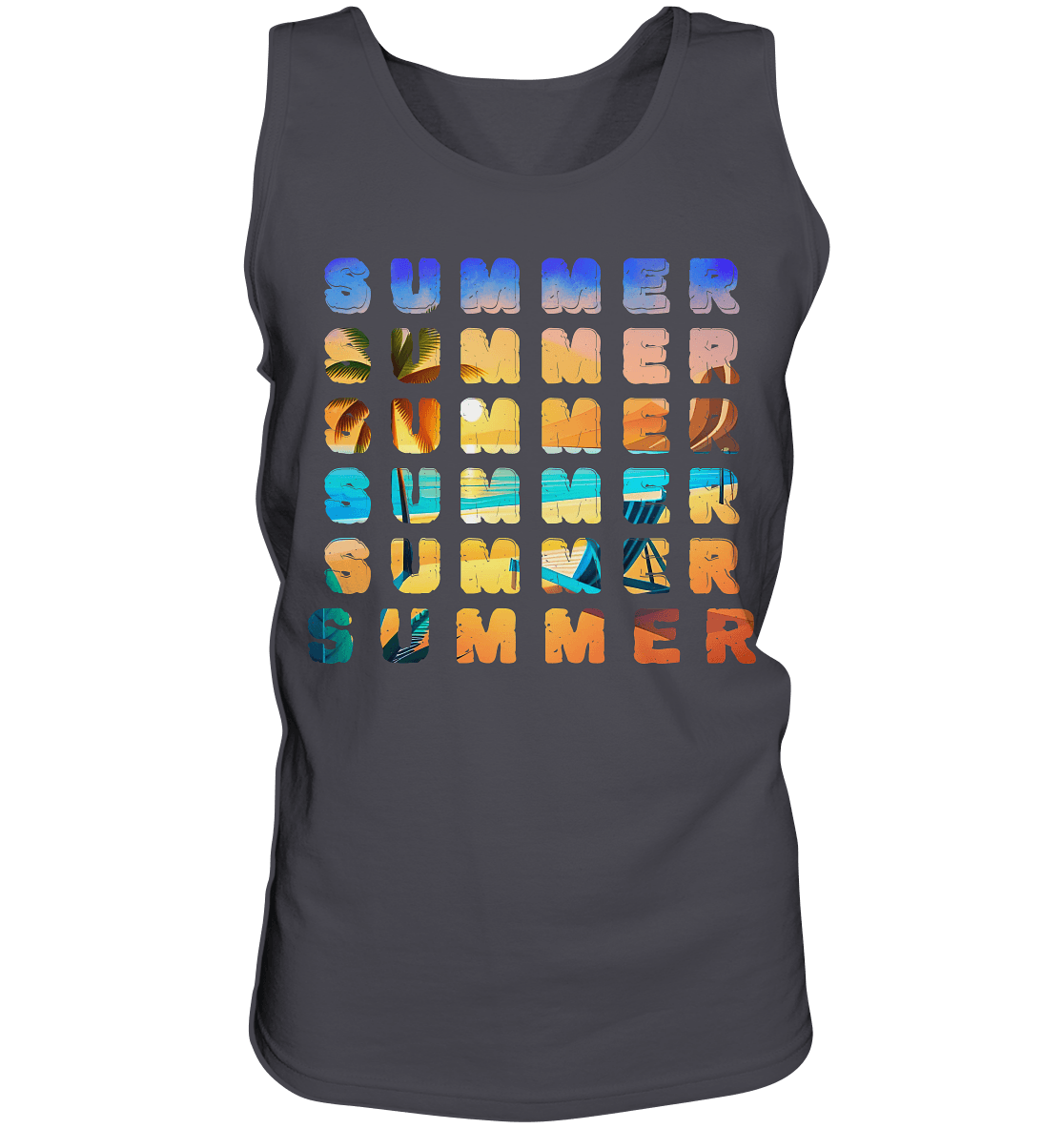Sommer Herren Tank-Top in grau charcoal mit Print SUMMER