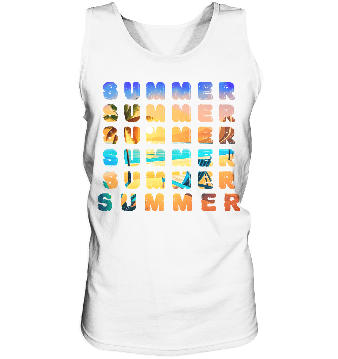Sommer Herren Tank-Top in weiss mit Print SUMMER