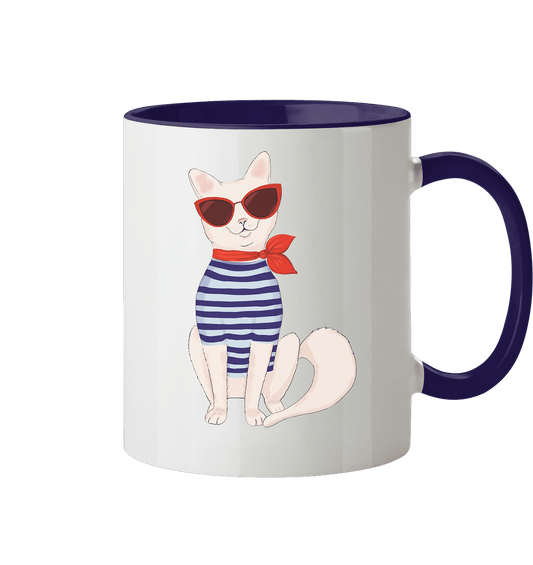 Zweifarbige Tasse mit dem coolen Fashion Cartoon-Katze Design. Ein perfektes Geschenk,