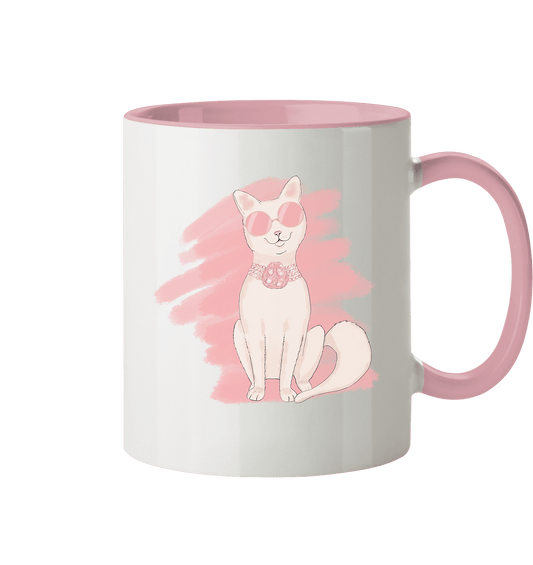 Zweifarbige Tasse mit Fashion Katzen Design. Perfekt als eine Geschenkidee. 