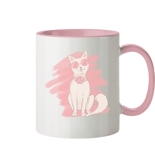 Zweifarbige Tasse mit Fashion Katzen Design. Perfekt als eine Geschenkidee.