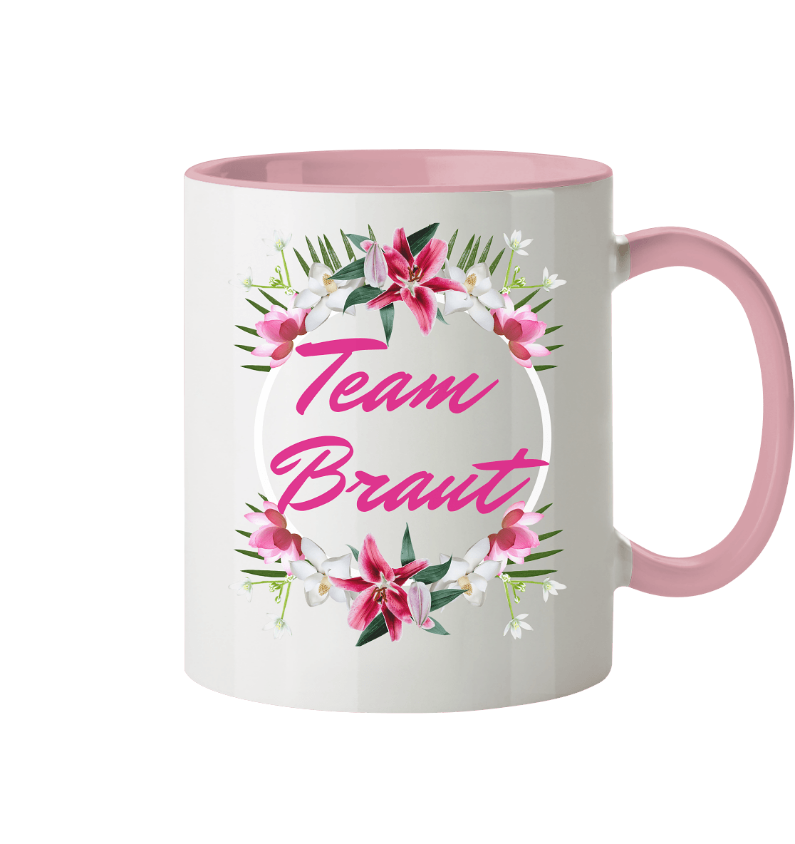 Junggesellenabschied Zweifarbige Tasse mit Beschriftung "Team Braut