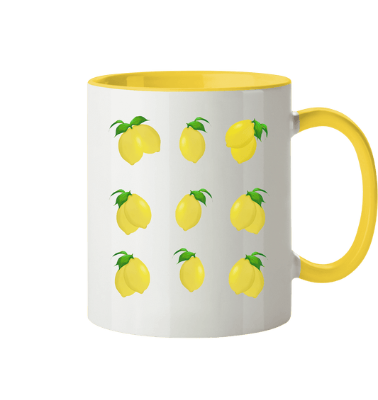 Zweifarbige Tasse mit Zitronenmuster