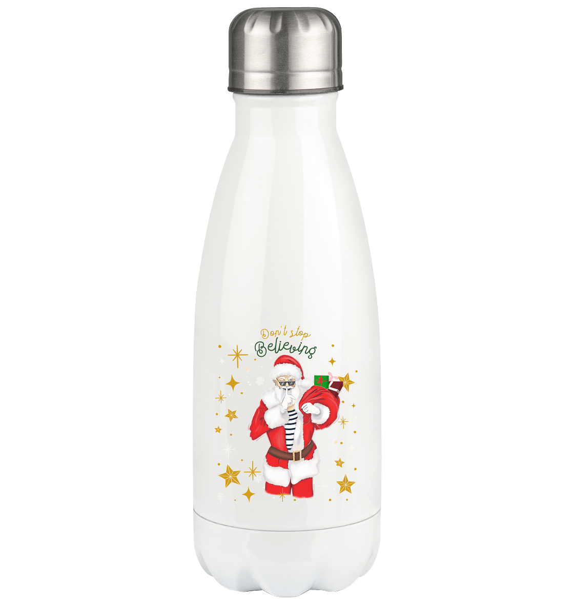 Thermoflasche mit Weihnachtsmann in weiss