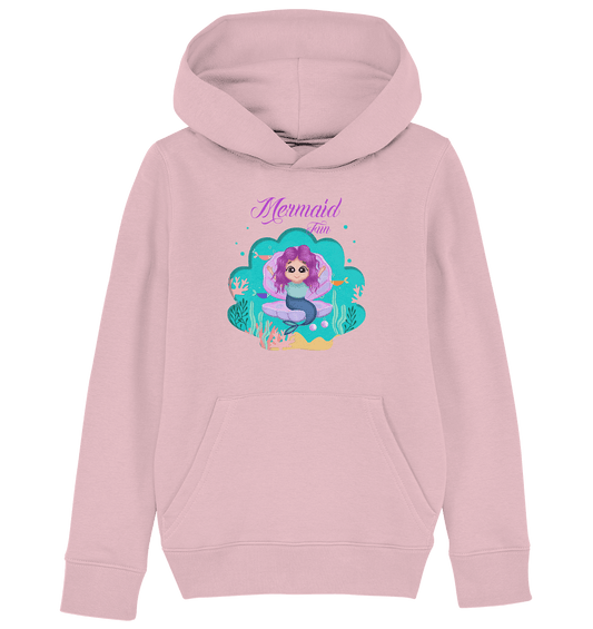 Kapuzenpullover mit trendigen Print. Cooles handgezeichnetes Mermaid Cartoon mit Beschriftung "Mermaid Fun" arielle als baby