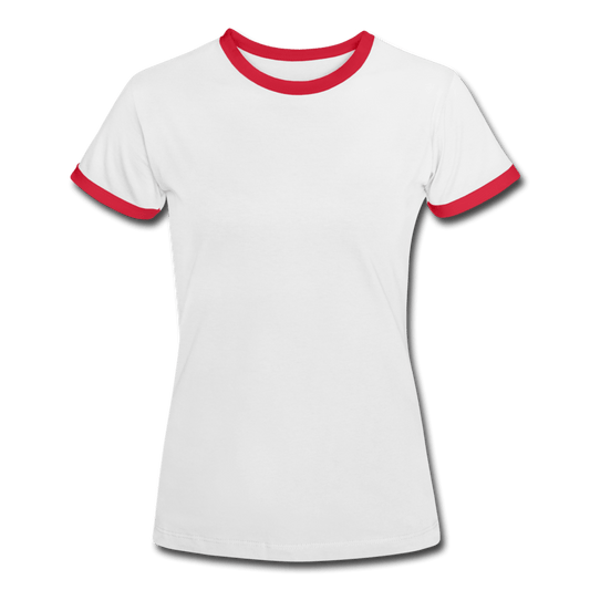 Damen T-Shirt  zweifarbig Personalisierbar - Weiß/Rot