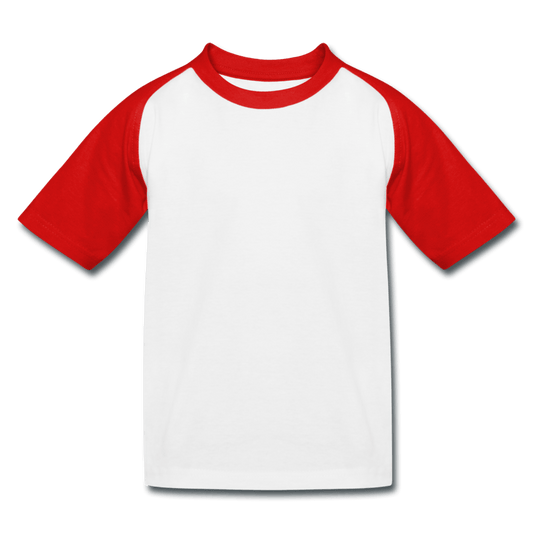 Kinder Baseball T-Shirt Personalisierbar - Weiß/Rot