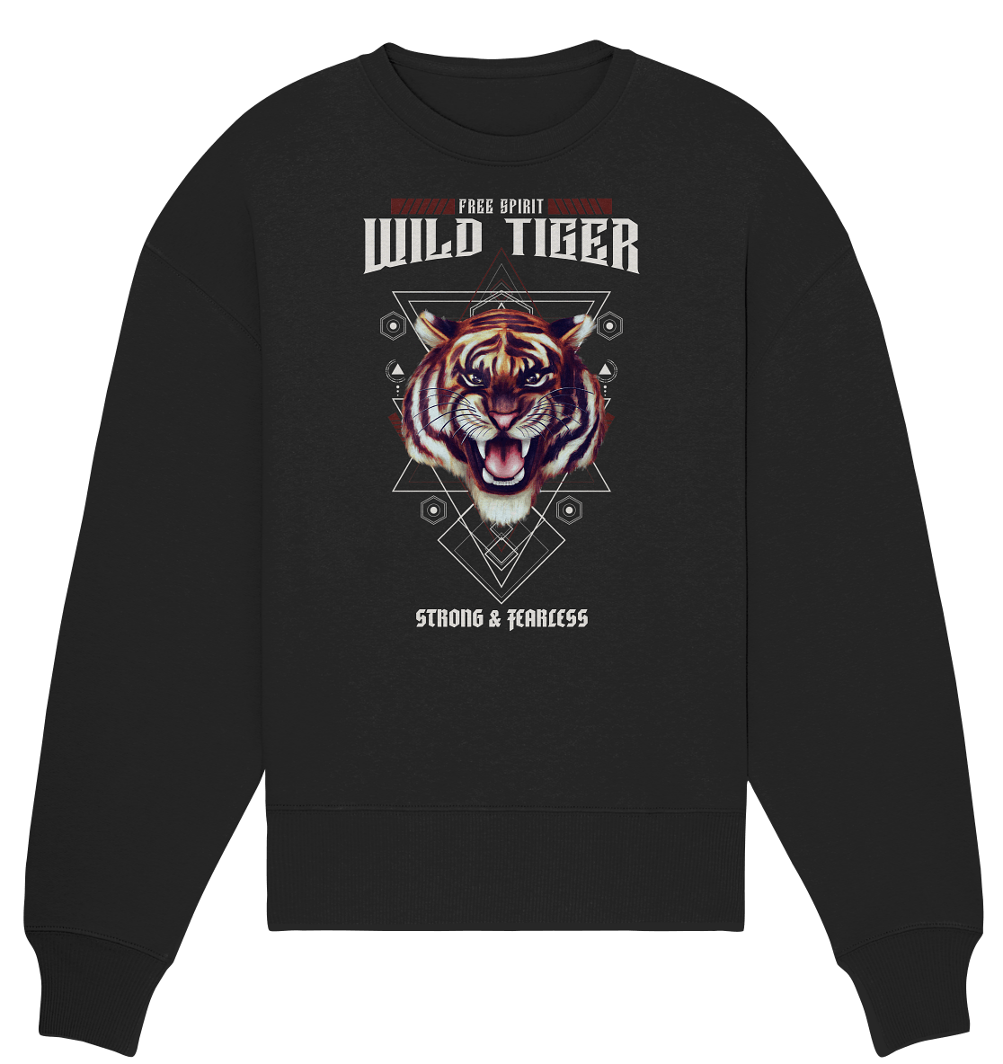 Tiger Oversize Sweatshirt in schwarz mit Tiger Print von BLOOMINIC