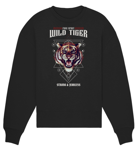 Tiger Oversize Sweatshirt in schwarz mit Tiger Print von BLOOMINIC