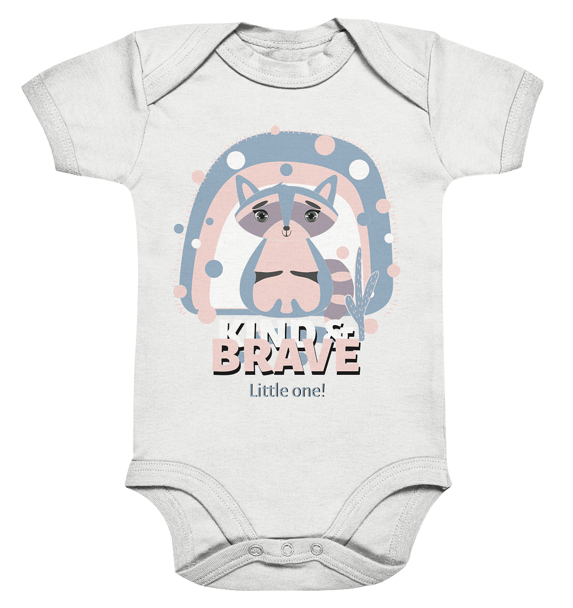 Waschbär Baby Strampler in weiß mit baby Waschbaer Zeichnung von BLOOMINIC
